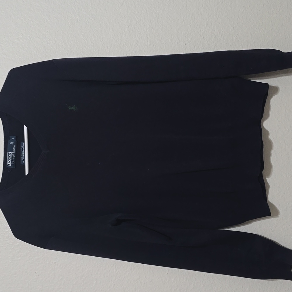 Polo by Ralph Lauren Men's Navy Blue V-Neck‎ Sweater, 100% Pima Cotton S